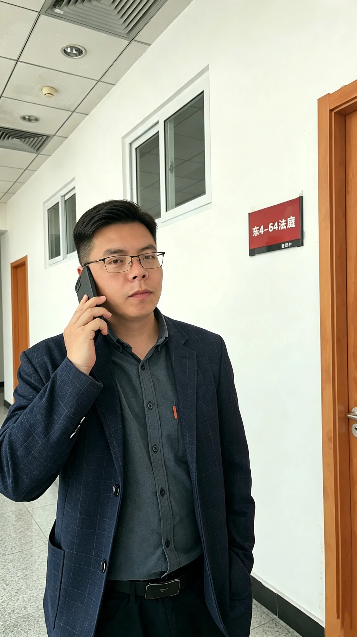 王臻杰律师在法庭外进行案件沟通
